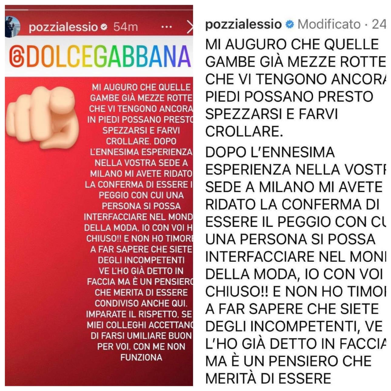 Alessio Pozzi, le mannequin face à Dolce & Gabbana : "Incompétent"